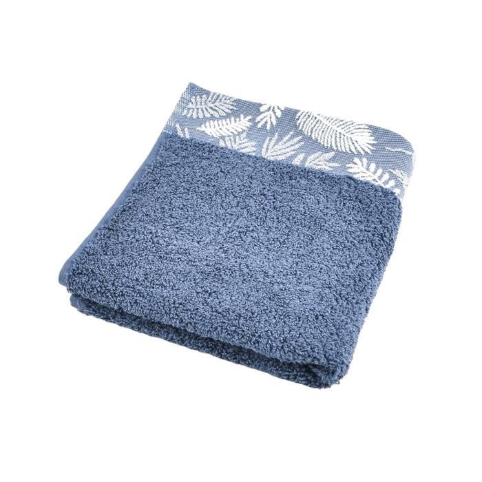 SERVIETTE MAIN JACQUARD FOUGERE BLEU FONCE - 40X70 - 500 G