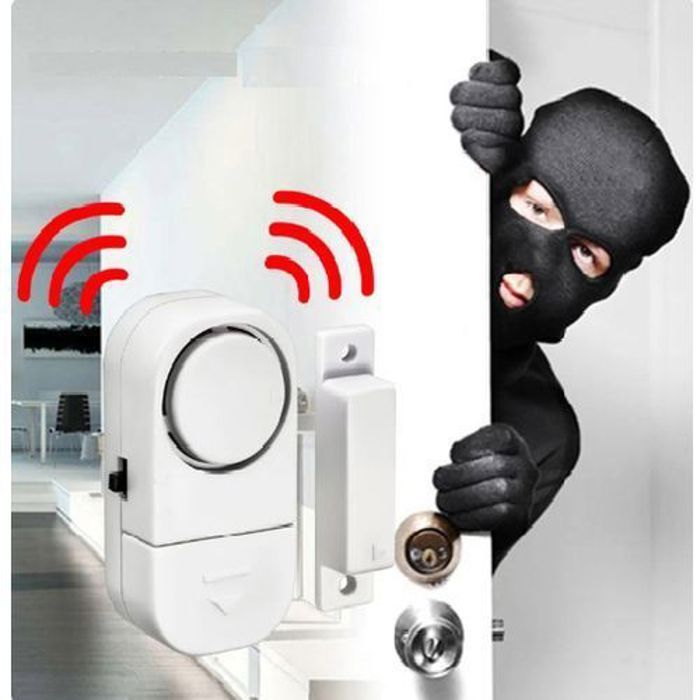 Système D'alarme De Fenêtre Et Porte Sans Fil Entrée Sécurité Capteur Magnétique Antivol