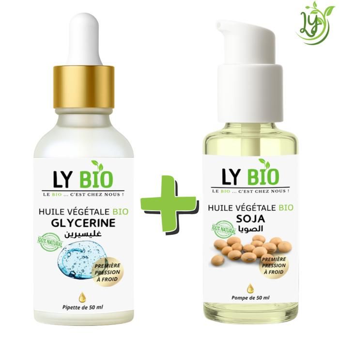LYBIO PACK HUILE GLYCERINE 50ml - PIPETTE + HUILE SOJA 50ML - POMPE