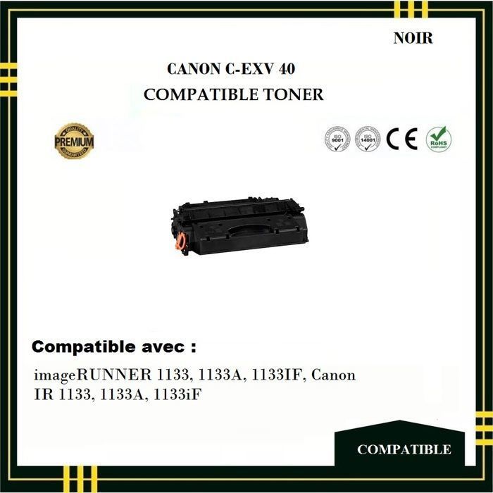 Toner Compatible - CANON - C-EXV 40 - Noir - Pack de 4 - Impression Laser