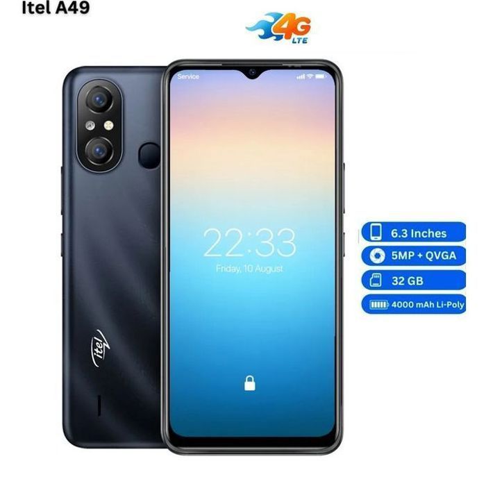 Smartphone 4G 6.6" Gsm-Dual Sim-5MP-32GB-Ram2GB-Empreinte A49