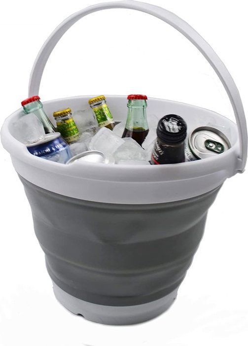 Seau à eau portable pour baignoire ronde pliable pour la pêche 5L