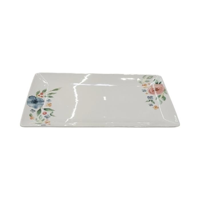 ASSIETTE PLATE RECTANGULAIRE EN PORCELAINEELAINE DECOREE L 35