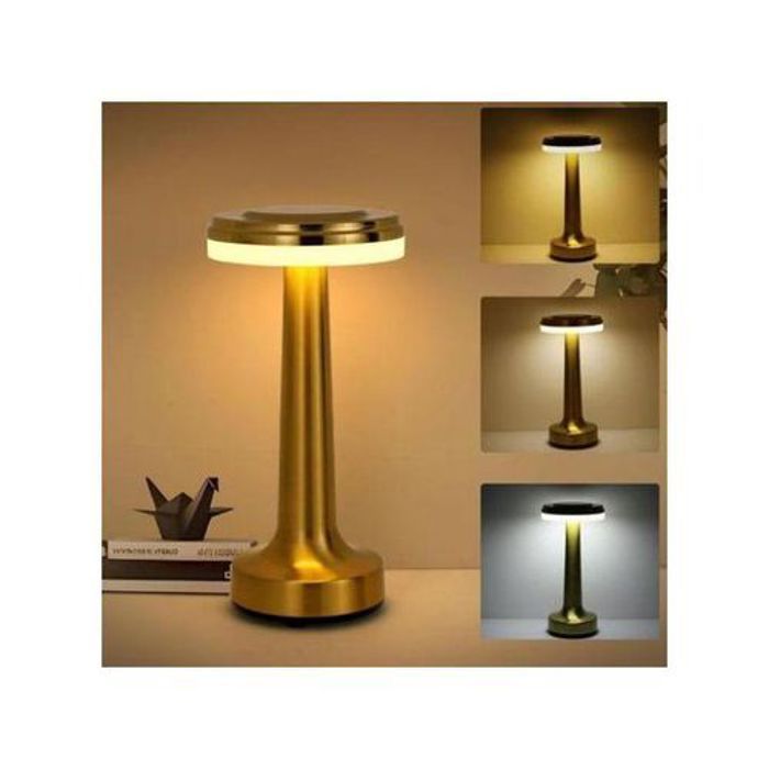 Lampe de chevet de luxe à led dorée, rechargeable sans fil
