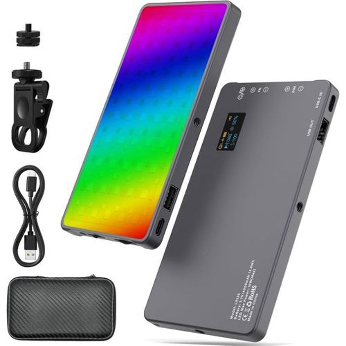 Lampe vidéo RGB, panneau lumineux portable pour photographie 360
