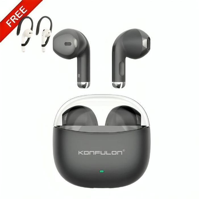 Ecouteur sans fil Original Noir / Konfulon BTS-34 + Crochets d'Oreilles Sportifs Gratuit