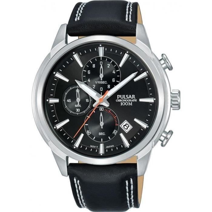 Montre - PULSAR - PM3119X - Chrono - Acier - Cuir Noir - Étanche 100m