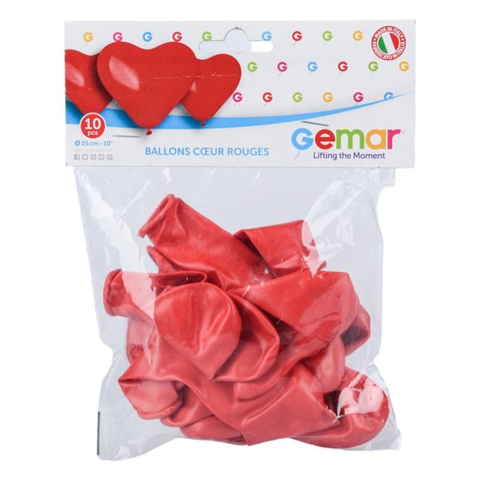 10 BALLONS CŒUR ROUGE
