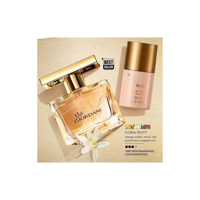 Pack Miss Giordani Oriflame : Eau de Parfum et déodorant à bille pour un parfum délicat et féminin.