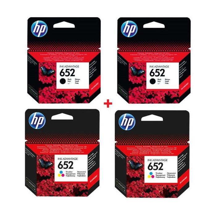 Pack de 2 cartouches 652 noir + 2 cartouches 652 couleur