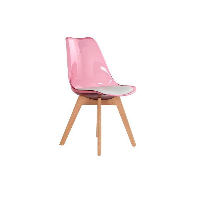 Chaise - Élégance - Rose - PVC - Bouleau - 54 x 47 x 81 cm