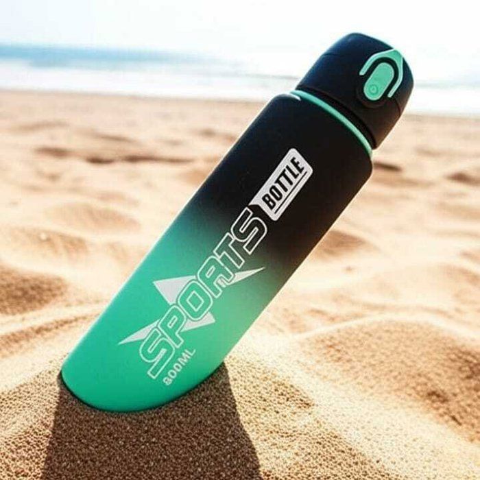 Bouteille d'eau de sport isotherme en plastique sans BPA 1L avec couvercle couleurs aléatoires