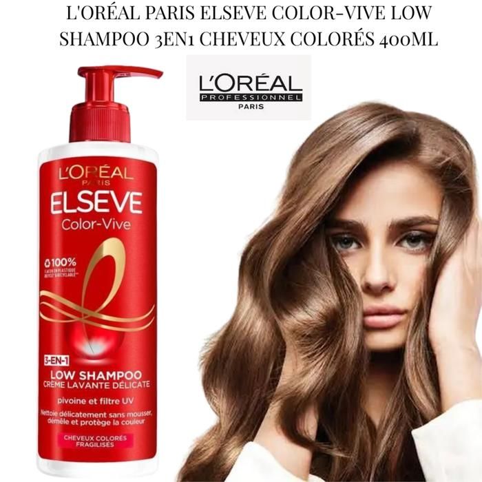 L'Oréal Paris Elseve Color-Vive Low Shampoo 3en1 Cheveux Colorés 400ml