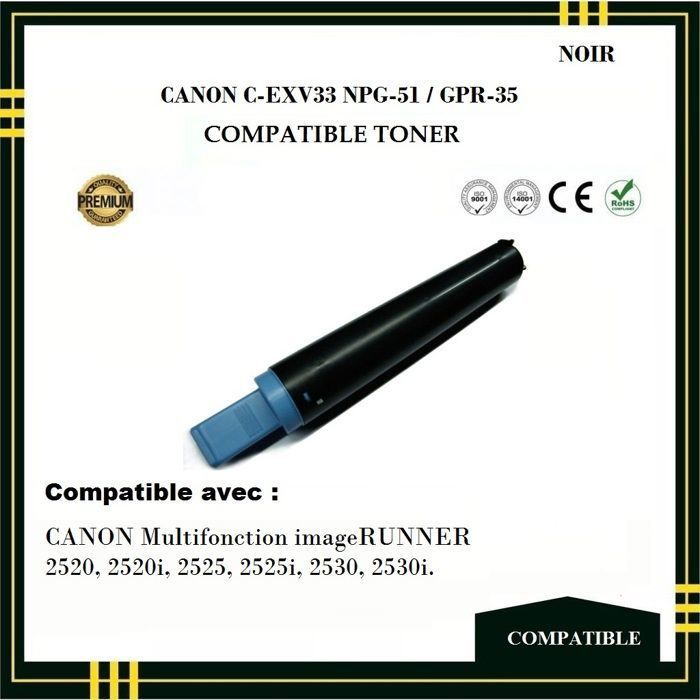 Toner Compatible - CANON - C-EXV33 - Noir - Pack de 3 - Impression Laser