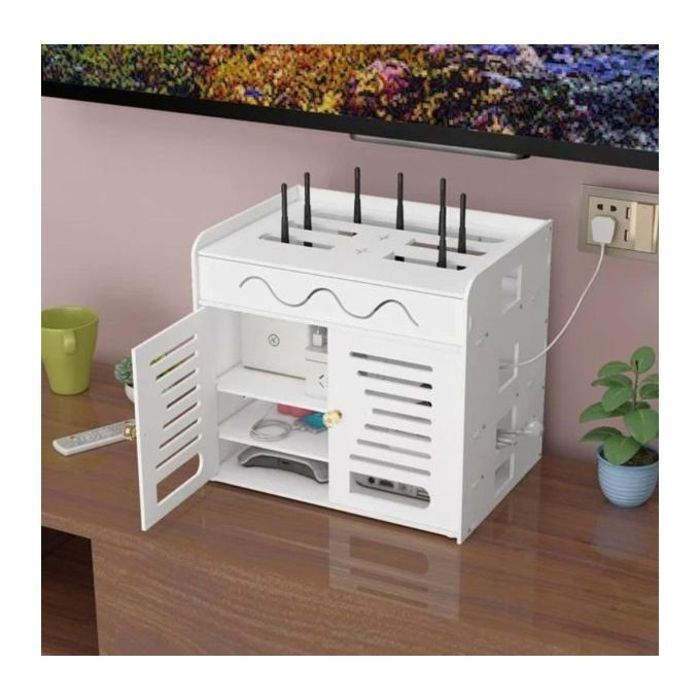 Rangement routeur wifi et etagères de bureau