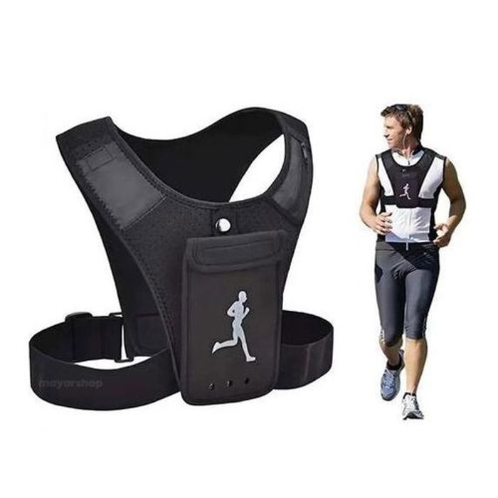 Gilet de course style sac à dos avec support pour téléphone portable et autres