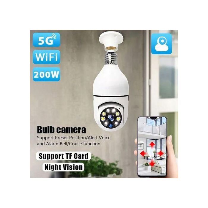 Caméra de Sécurité WiFi 360°, Ampoule IP E27 1080P avec Vision Nocturne et Détection de Mouvement
