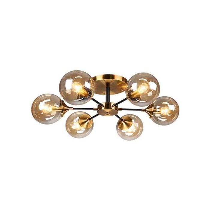 Plafonnier , boule verre champagne 6 têtes -E14-