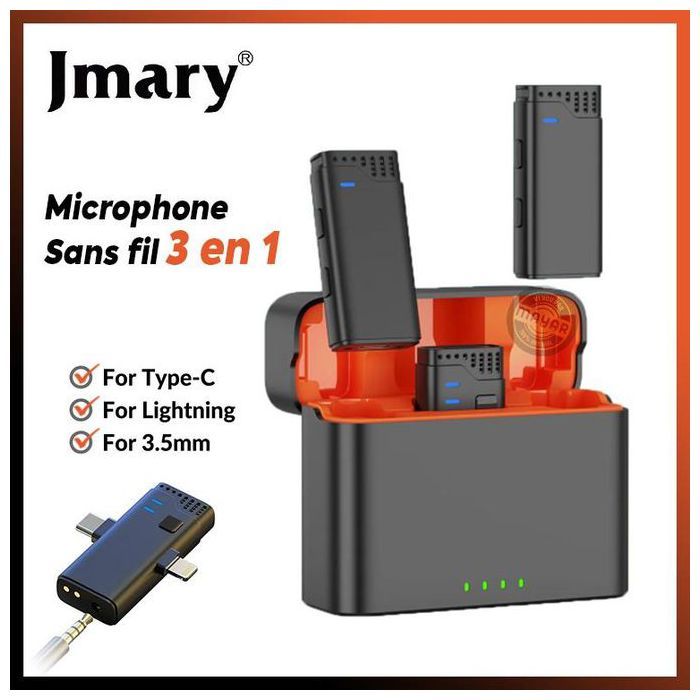 Jmary Microphone Sans Fil Professionnel MW-16 – Double Micro 2.4GHz avec Réduction de Bruit