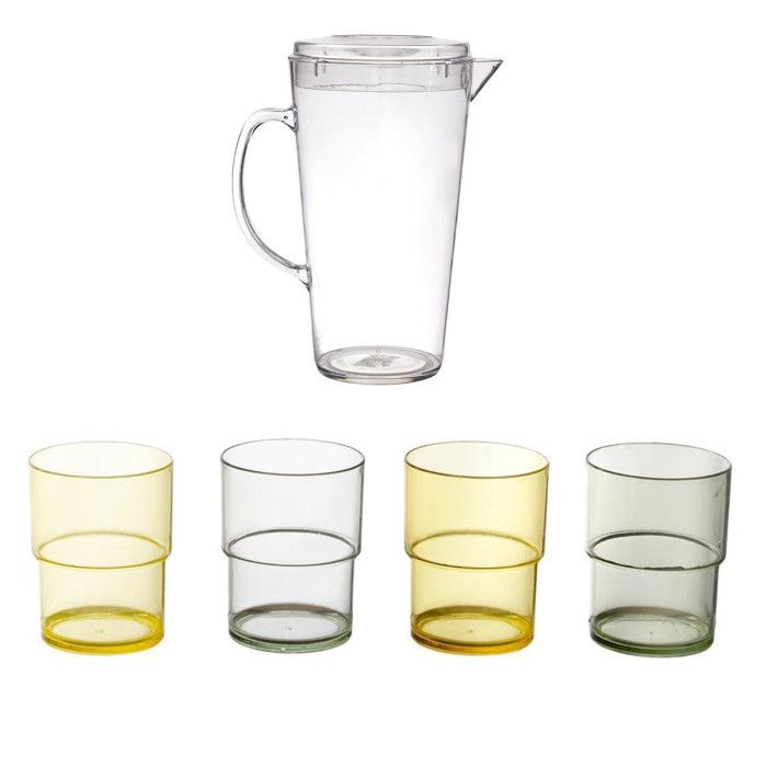 Pichet & 4 Verres "Bain de Soleil" 25cm Transparent