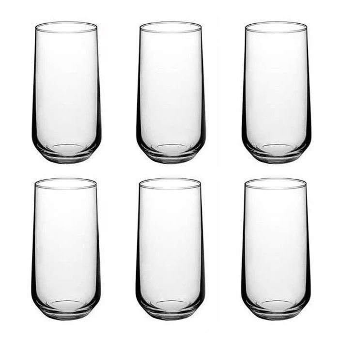 Verres Gobelets - ALLEGRA - 420015 - Pack de 6 - 470 ml - Gris Transparent