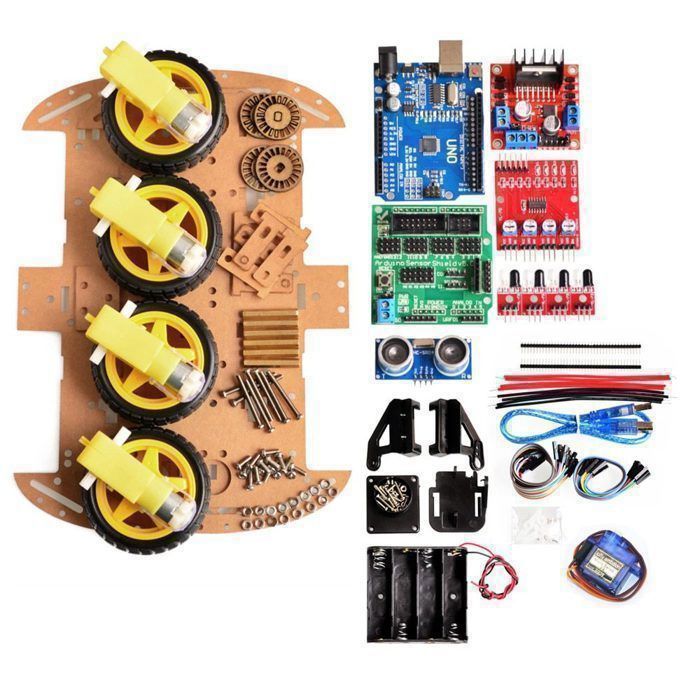 Kit Voiture 4WD - Robotique - Évitement d'Obstacles - Suiveur de Ligne - Assemblage Facile
