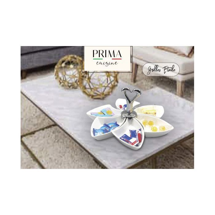 Compartiment Étoile - PRIMA - 6 Compartiments - Blanc - Idéal pour Snacks - Usage Domestique