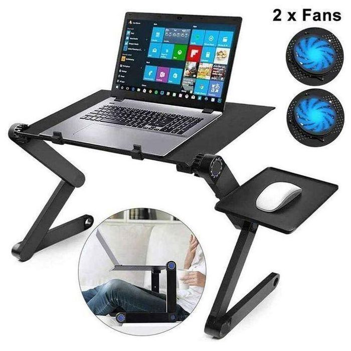 Table pliables et réglables à 360° avec 2 Ventilateurs de refroidissement silencieux Intégré