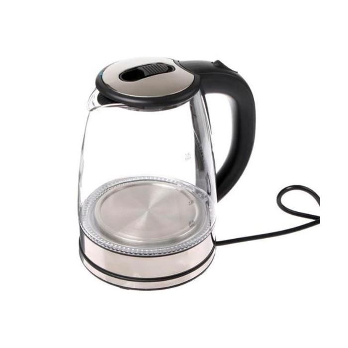 Bouilloire électrique 2 Litres, Verre, noire et argentée