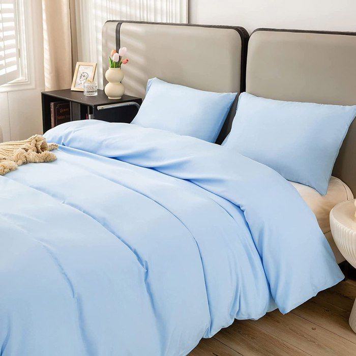 Housse de couette - DWIRTY - Bleu Ciel - Antiallergique - 220x240cm - 2 taies d'oreiller