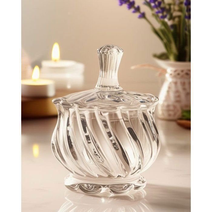 Sucrière - AYA HOME - Bonbonnière en verre - Couvercle en cristal - Design torsadé - 250 ml