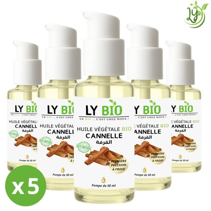LYBIO PACK HUILE CANNELLE 50ML - POMPE LOT DE 5 bouteilles