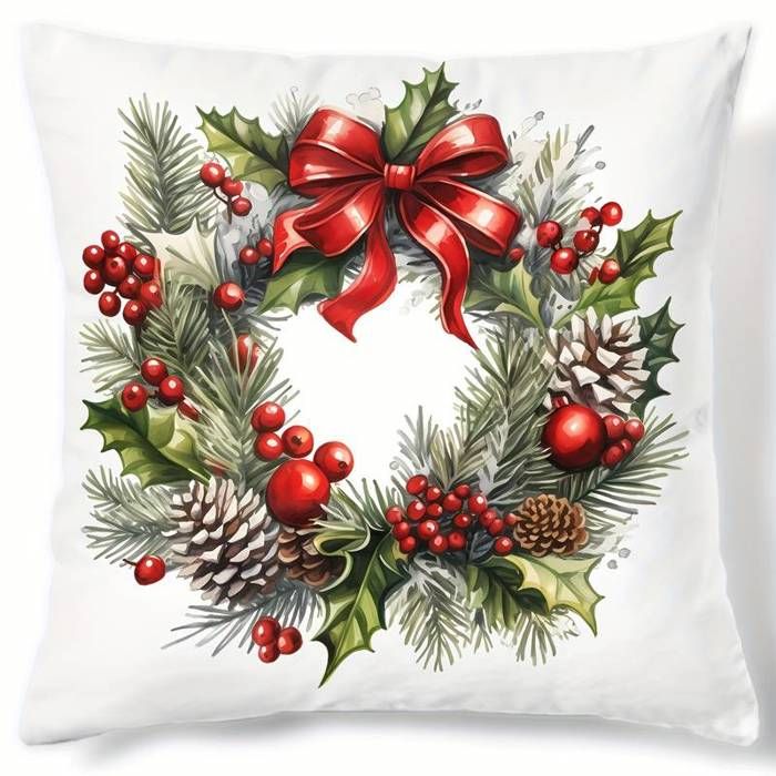 Housse de Coussin - OUTFITS AND MORE - Charme de Noël - 40x40cm - Multicolore - Déhoussable