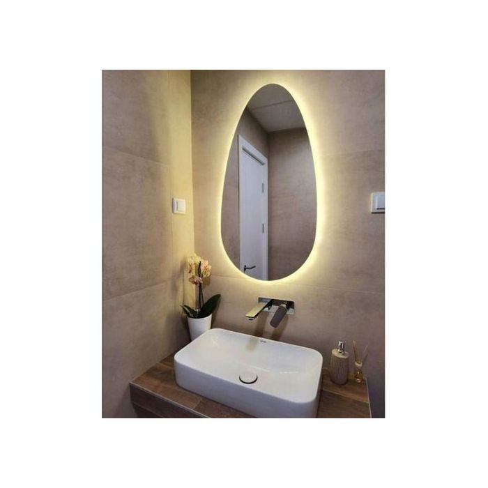Miroir Mural LED 100x55– Forme larme, Éclairage Intégré