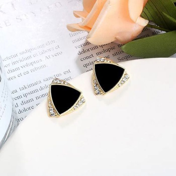 Boucles d'oreilles triangle doré coréenne double noires bijoux pour femmes