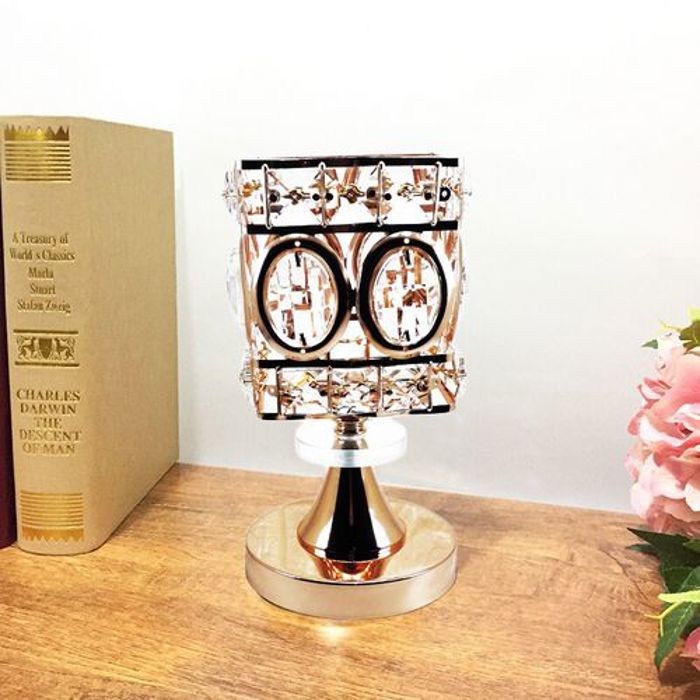 Abat-jour Lampe LED // Veilleuse de table - Lampe à poser Décorée // hauteur 22 cm - Doré