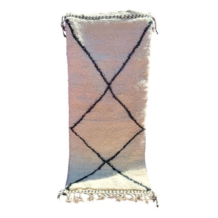 Tapis de Couloir Beni Ouarain 2.10 x 0.90 m - Laine Naturelle Fait Main