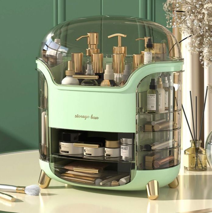 Organisateur de maquillage de bureau, boîte de rangement transparente pour bijoux  et cosmétiques