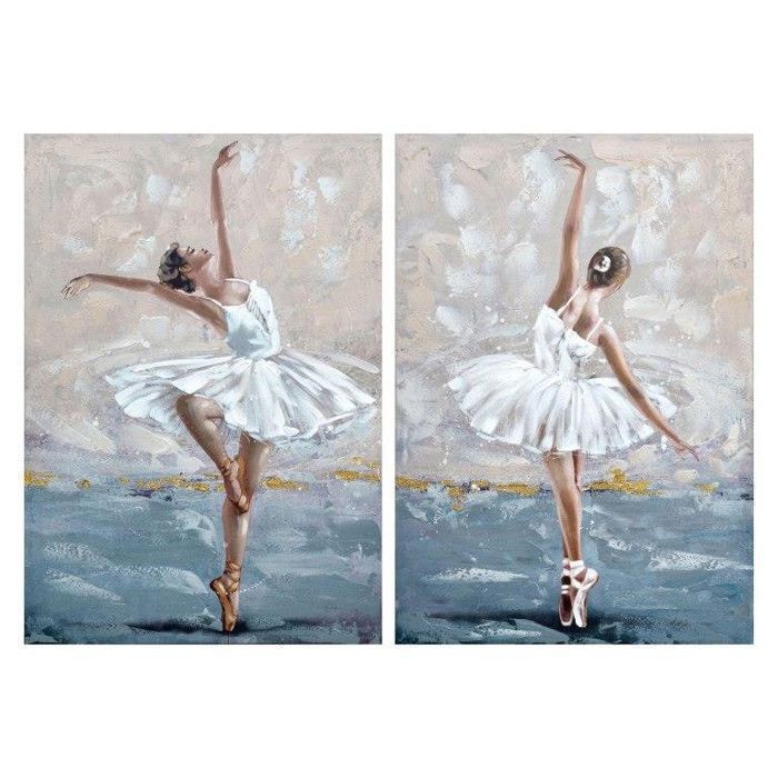 Tableau - Ballet - SET de 2 - Toile et MDF - 70 x 3 x 100 cm - Décoration murale
