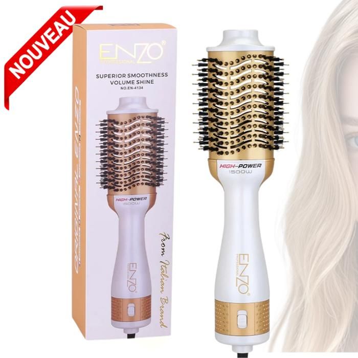 Brosse soufflante Sèche-Cheveux 3 en 1  Lissante Volumisante1500W Rotative à Air Chaud Professionnel En-4134