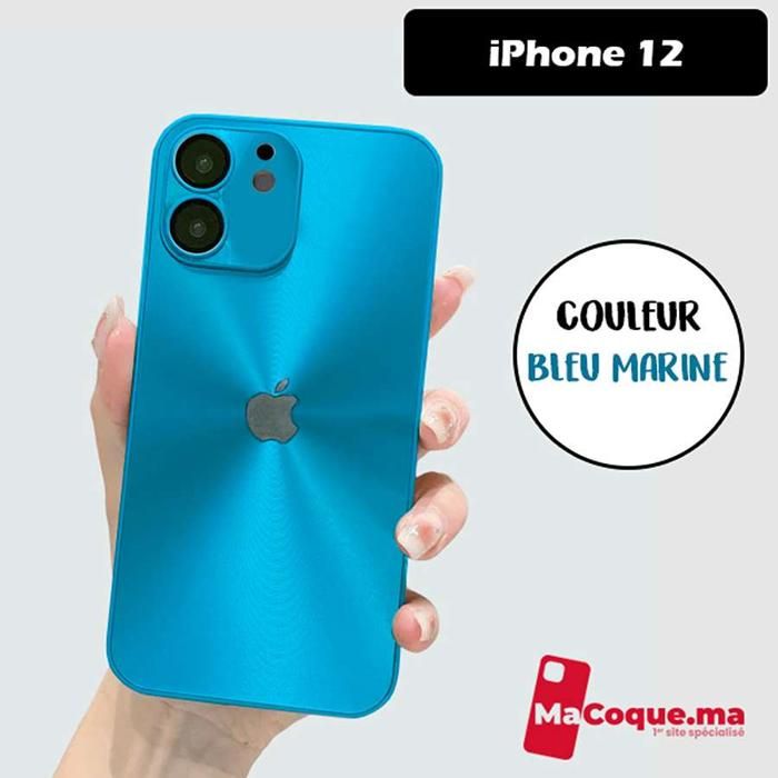 BLEU MARINE Coque iPhone 12 normale Magsafe/LENS Protector/Filtre Poussière/Galvanisée