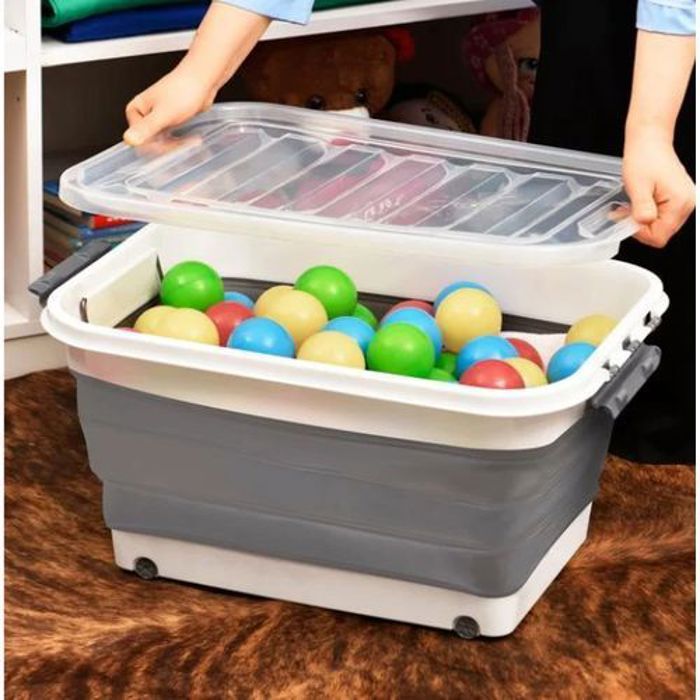Bee home Boîte De Rangement Pliable En Plastique Et Silicone à Roulettes 45 LT