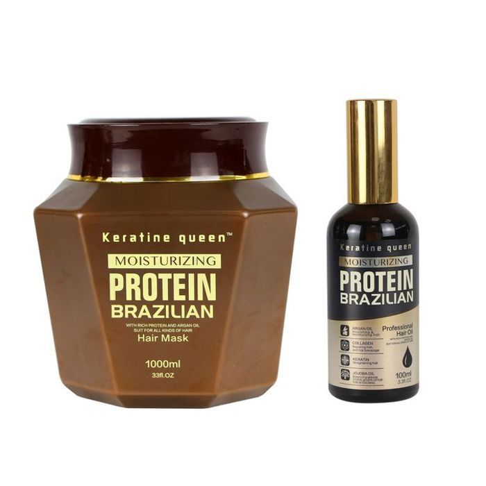 Keratine queen masque capillaire brésilien proteine 1000 ml + huile 100 ml