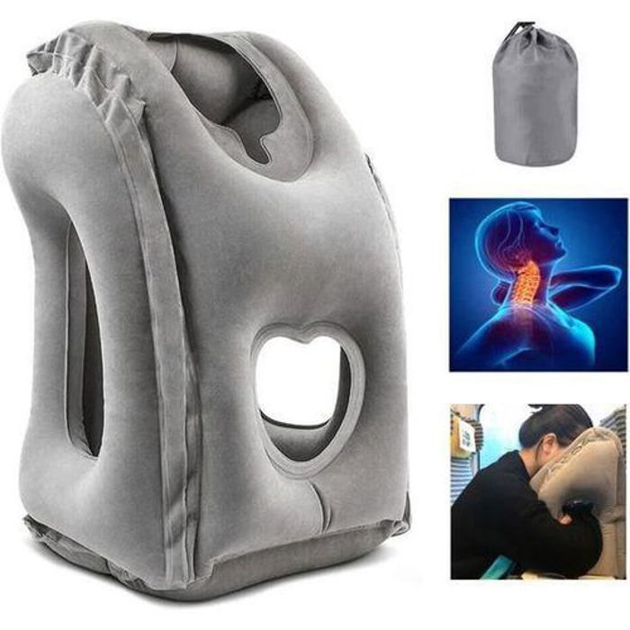 Coussin de Voyage - Ergonomique - Gonflable - PVC Lavable - Portable - Confort Optimal