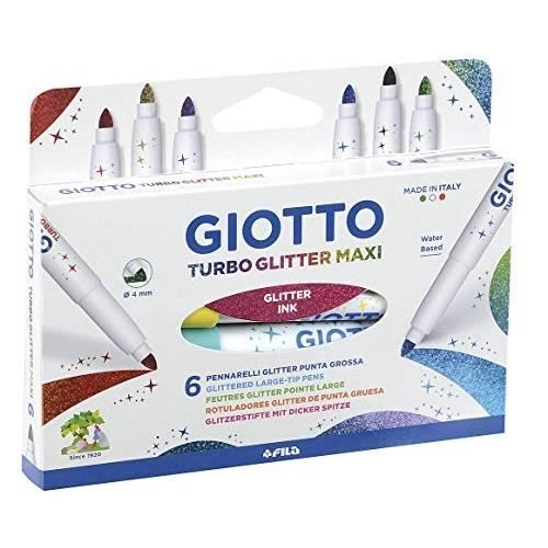 GIOTTO - TURBO GLITTER MAXI PINCEAU, COULEURS ASSORTIES PAILLETÉES, 42