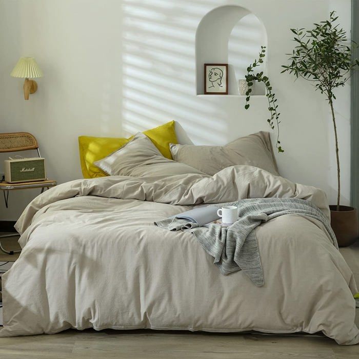 Housse de couette - DWIRTY - Gris Clair - Antiallergique - 1 Taie Oreiller - 160x220cm