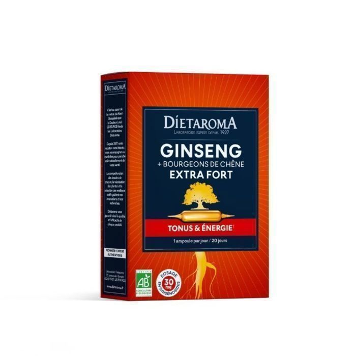 Complément alimentaire - Dietaroma - Ginseng & Gelée Royale - 20 Ampoules - Énergie - Tonus