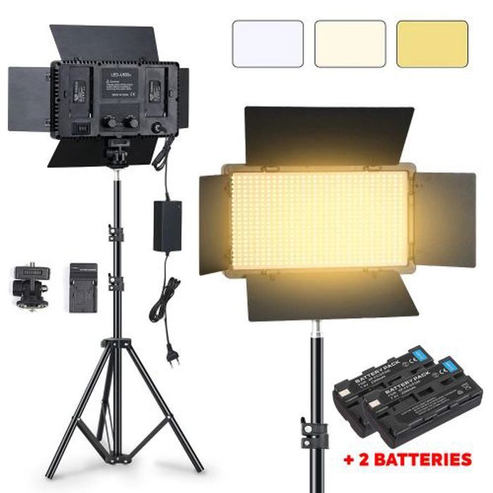 Kit d'Éclairage Professionnel Varicolor Pro LED 800 3200-6500K pour Photo et Vidéo avec Trépied