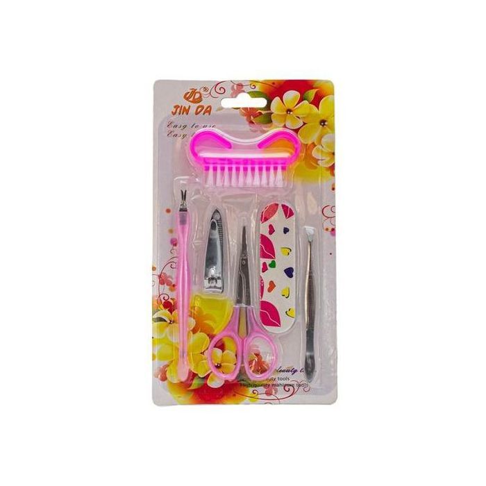 Ensemble de Manucure et Pédicure, 6 Outils Essentiels pour Ongles Parfaits, Rose