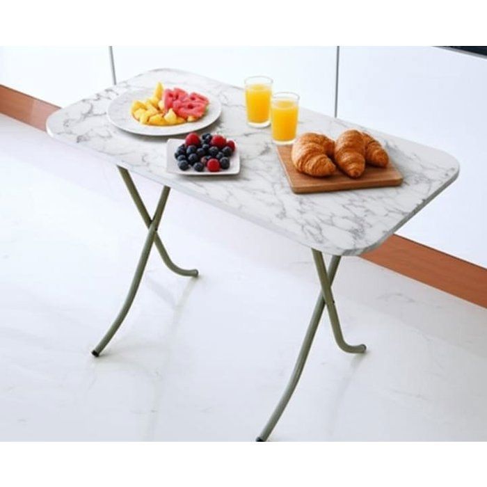 TABLE - AYA HOME - MARBRE BLANCHE - Pliable - 40x30x45 cm - Mixte
